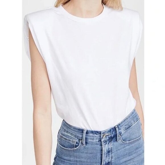 NWT Good American Strong Shoulder Tank in White - Size 2 (Medium) - Picture 1 of 7